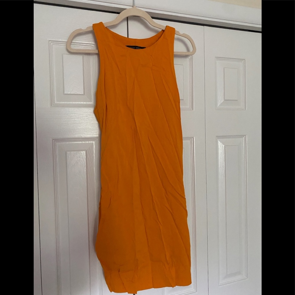 Zara orange sleeveless, side zip mid thigh dress size M